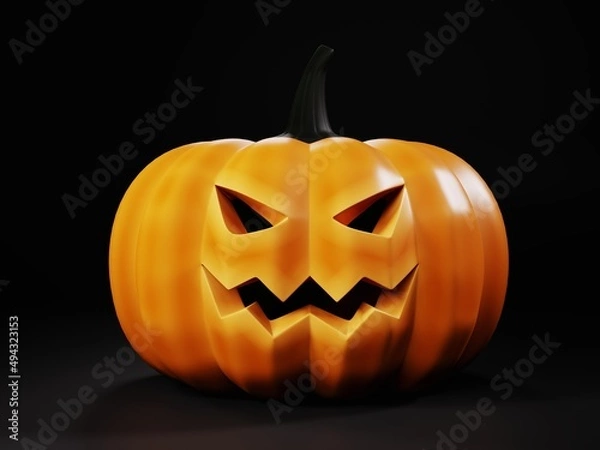 Obraz Halloween pumpkin image on uniform background, 3D rendering