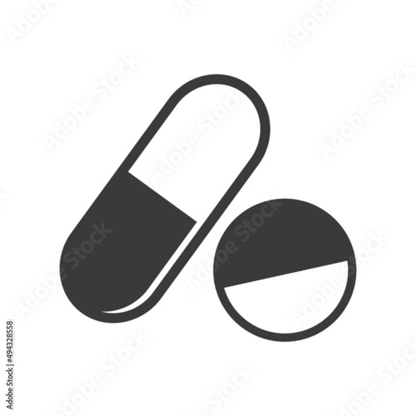 Fototapeta capsule and pill icon vector illustration, capsule and pill flat design