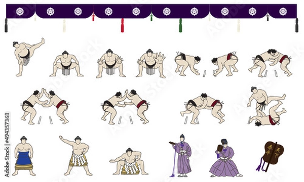 Fototapeta 相撲、力士と行司