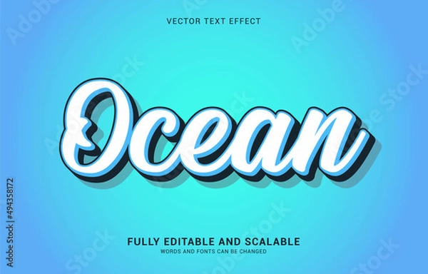Fototapeta editable text effect, Ocean style