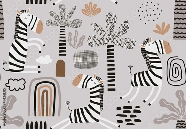 Fototapeta pattern with cute zebras
