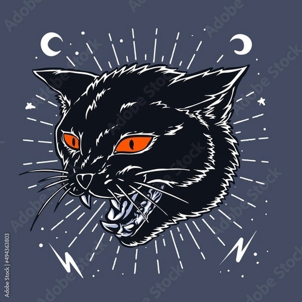 Obraz gothic black cat vector illustration