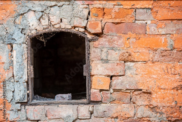Fototapeta large furnace There is a hole to look at the fire inside. The exterior is red brick with high heat resistance.