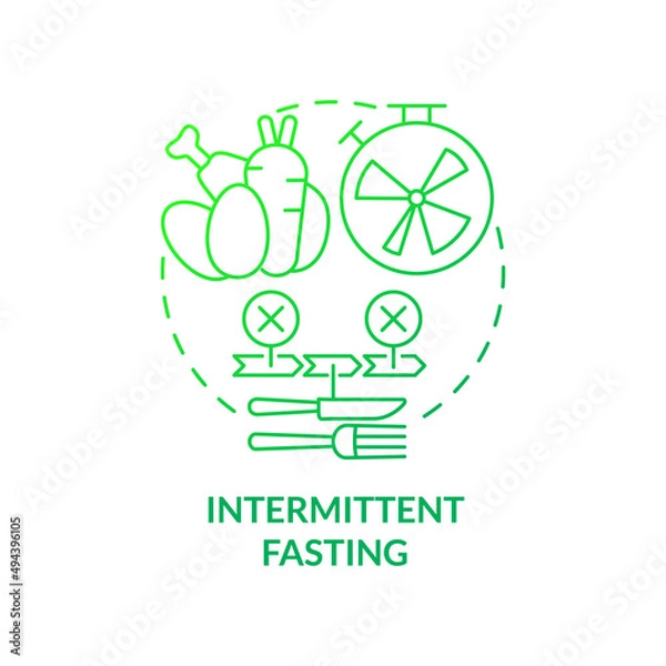 Fototapeta Intermittent fasting green gradient concept icon. Energy restriction. Weight loss. Trendy diets abstract idea thin line illustration. Isolated outline drawing. Myriad Pro-Bold font used