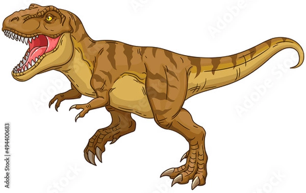 Obraz Running tyrannosaurus. Extinct carnivorous dinosaur. Vector illustration isolated