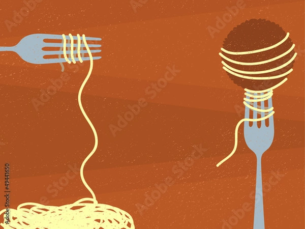 Obraz Ilustracja Spaghetti i Klopsiki