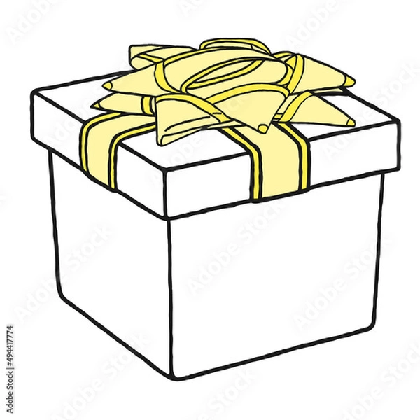 Obraz Cardboard box for a small gift with a bow