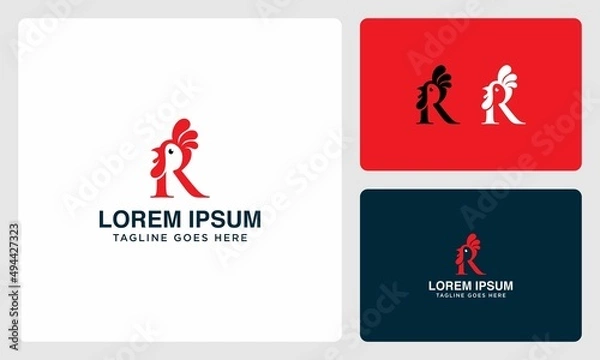 Obraz chicken head initials R monogram logo