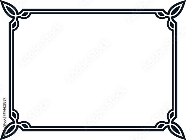 Fototapeta Vector background with border frame. Rectangular horizontal billboard, web banner, card, plaque, signboard, sticker or label