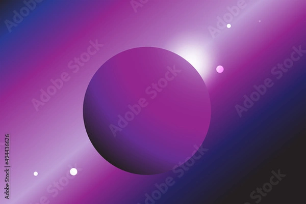 Fototapeta Background of the universe. Saturn is a real star that shines brightly. Purple galaxy as a backdrop. Vector illustration of space. It's a starry night. Concept of a vast universe.