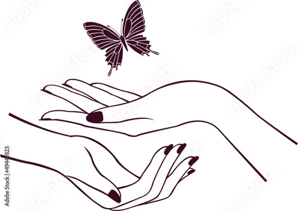 Obraz Ręce z motylem