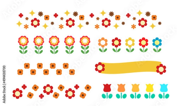 Obraz レトロな花のイラスト素材・昭和レトロ感満載