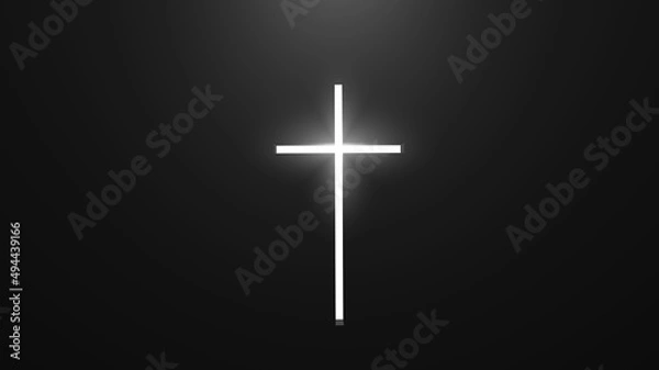 Obraz The cross on dark background with  sunlight  . Easter concept. 3d render illustration