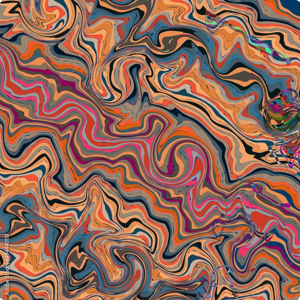 Fototapeta Vector, Abstract, Mosaic Pattern of Multicolored Scrolls and Curved Figures in Dark Colorful Tones
