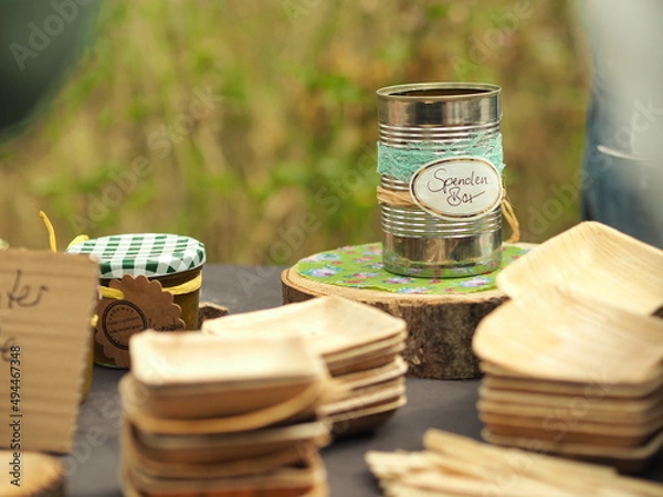 Fototapeta Jars on an organic market with self made products