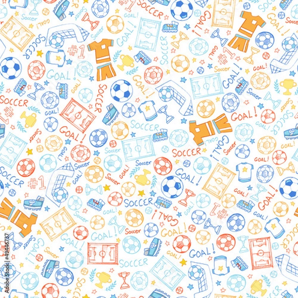 Fototapeta Soccer Sports Seamless Pattern Vector
