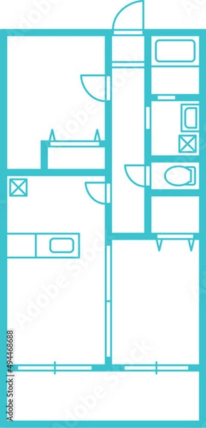 Obraz 2LDKの間取り図