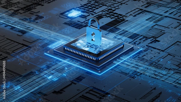 Obraz 3d illustration Technology Smart motherboard chip creative map