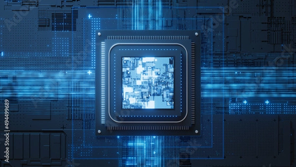 Obraz 3d illustration Technology Smart motherboard chip creative map