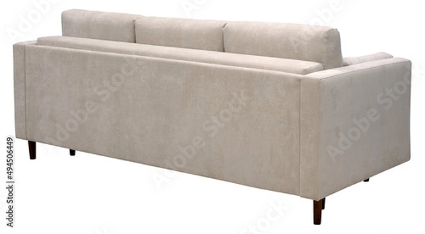 Fototapeta Sofa isolated on white background. Back view. Including clipping path