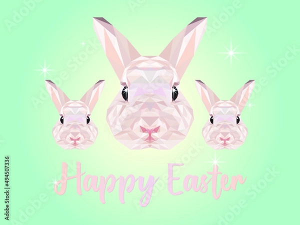 Fototapeta Easter background with rabbits. Vector illustration