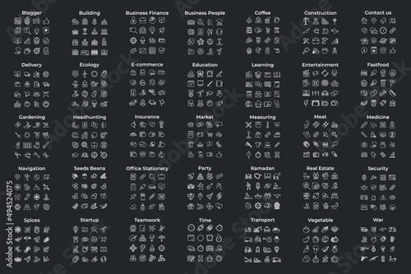 Obraz mega pack icon set symbol template for graphic and web design collection logo vector illustration