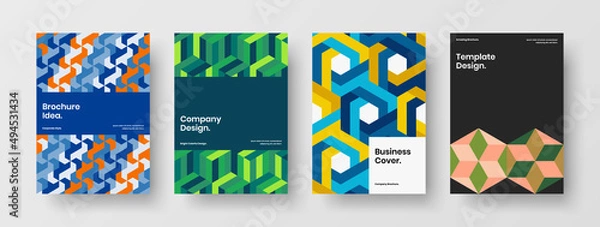 Obraz Clean mosaic tiles booklet layout collection. Amazing cover A4 design vector template composition.