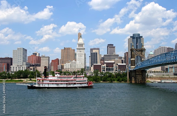 Obraz Cincinnati Skyline i Riverboat