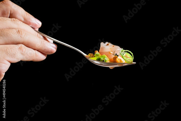 Obraz Corvina ceviche spoon with accompaniment