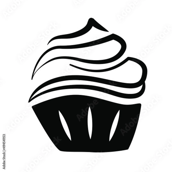Fototapeta Cake in an interesting style. A simple vector illustration suitable for use as an icon or logo. Chocolate color. Blank for the logo 