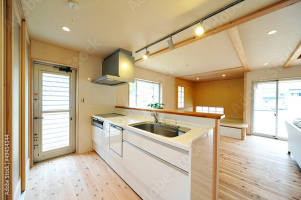 Obraz ウッディなキッチン横位置−２