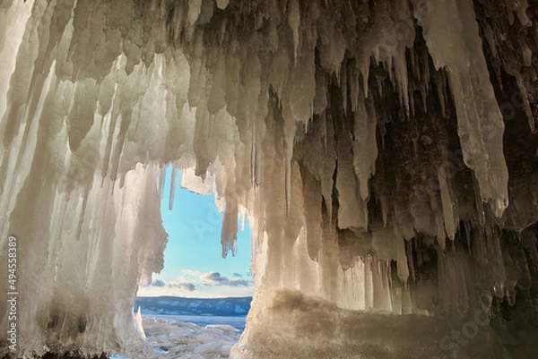 Fototapeta View inside of ice grotto