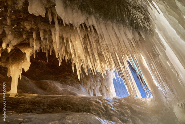 Fototapeta View inside of ice grotto