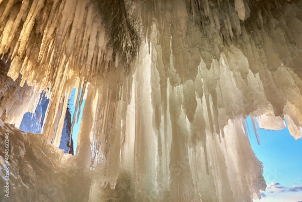Fototapeta View inside of ice grotto