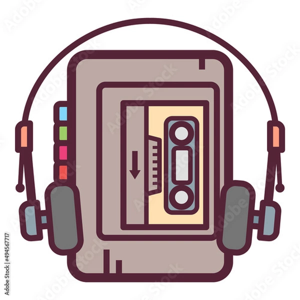 Obraz Audio Cassette Player Flat Icon Isolated On White Background