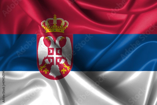 Fototapeta Wavy Flag of Serbia