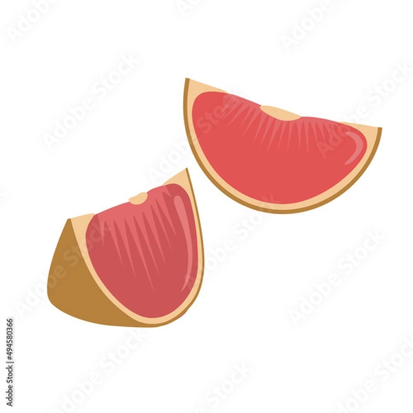 Fototapeta Sliced grapefruit. Vector set in cartoon style isolated on white background.
