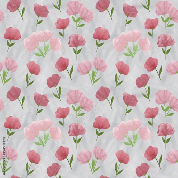 Fototapeta seamless pattern of pink wildflowers