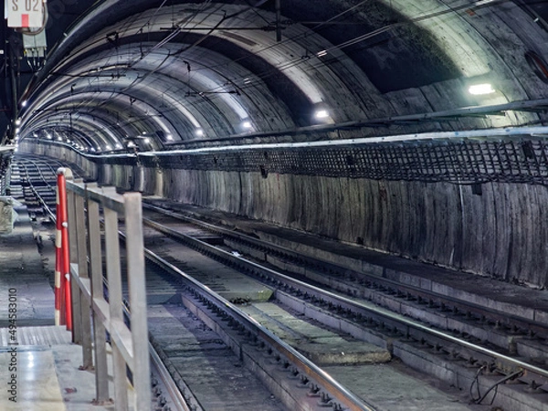 Obraz Empty dark subway tunnel