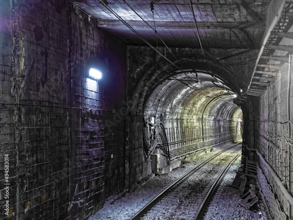 Obraz Empty dark subway tunnel