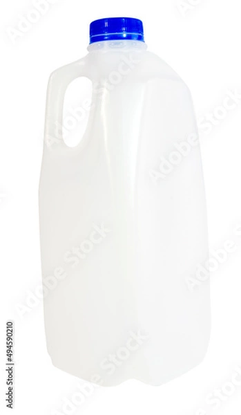 Fototapeta Empty plastic milk container with blue cap.