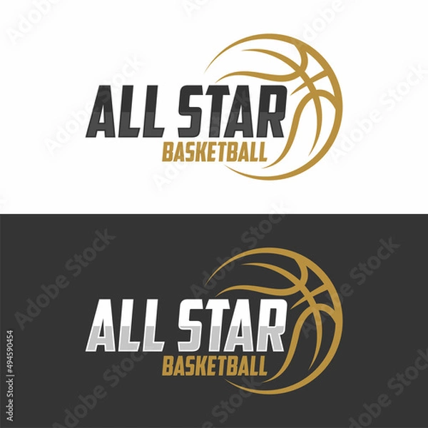 Obraz basketball logo lineart simple vector illustration template icon graphic design. sport sign or symbol for team or club league and competition concept with badge and typography style