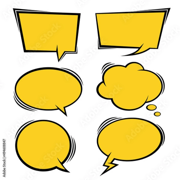 Fototapeta Flat vector illustration of chat bubble collection. Suitable for design element of cartoon, comic story, and dialogue text. Empty chat bubble template.