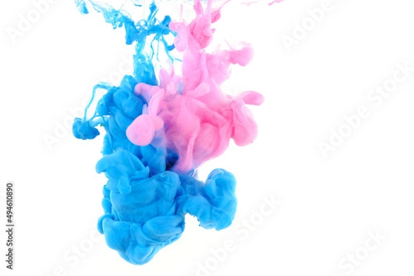 Fototapeta 水中に広がるカラフルな絵具