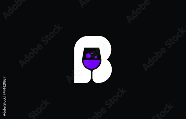 Obraz Wine Glass Modern and unique letter B initials logo design