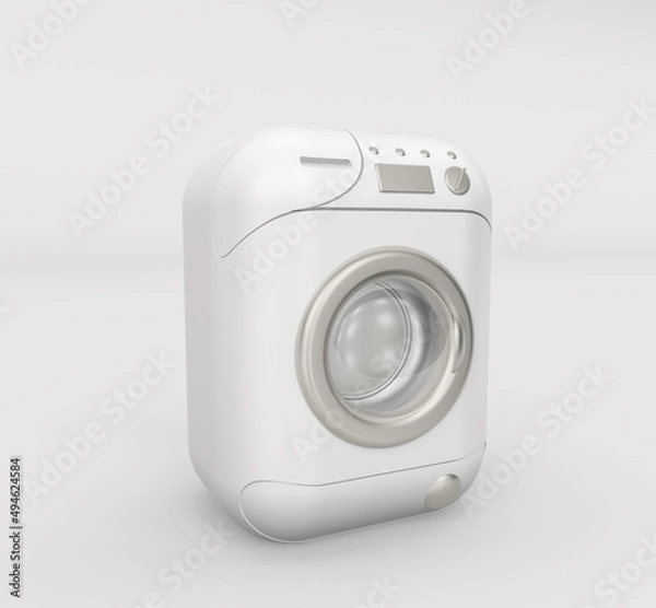 Fototapeta 3d render illustration of washing machine. Modern Trendy design. White and pink colors.