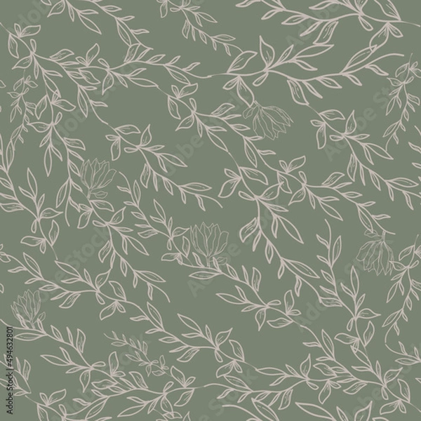 Fototapeta Flowers Vector Seamless Pattern. Ditsy style. Pattern for fashion and print. 