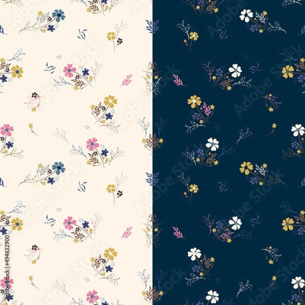 Fototapeta Trendy Floral Seamless Pattern. Spring collection for fashion and print. Ditsy style.