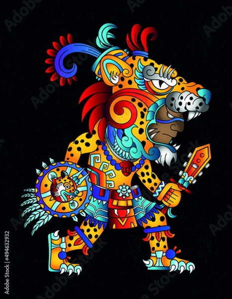 Obraz jaguar aztec warrior design