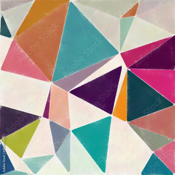 Obraz Colorful triangles pattern with a rough texture background. Background texture wall and have copy space for text. Picture for creative wallpaper or design art work.